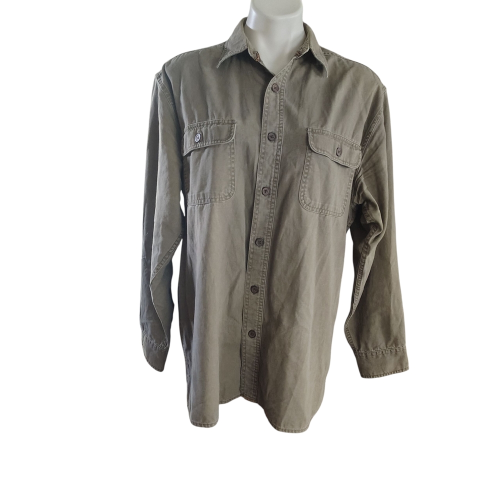 Basic Options -Men's Casual Button Down Shirt - Olive Green
